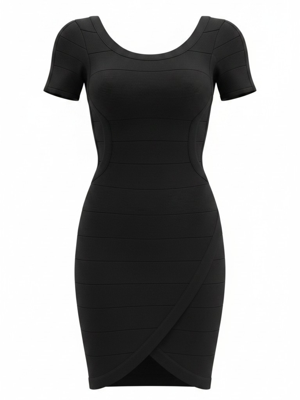 bebe Black Short-Sleeve Bandage Mini Dress Back Zip SZ S